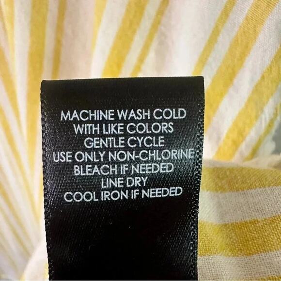 Torrid Yellow Striped Linen Cross Back Short Sleeve Crop Top Plus Size - Picture 7 of 11